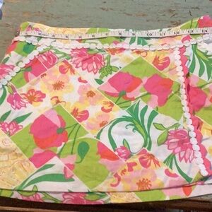 Lilly Pulitzer Pink and Green Floral Mini Skirt